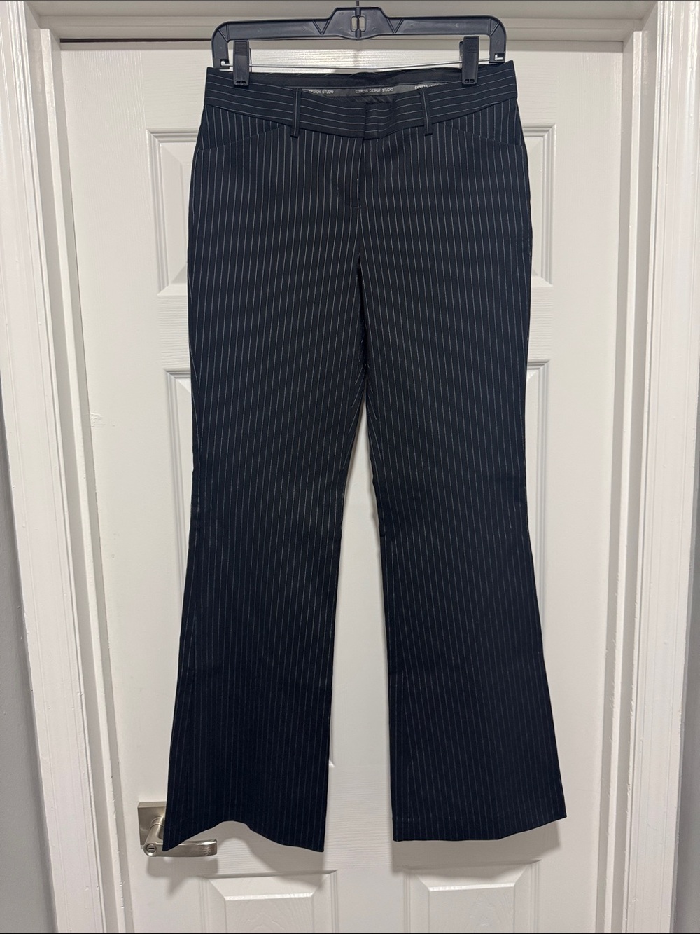 Express Women’s Editor Black Pinstripe Boot Cut Dress Pants